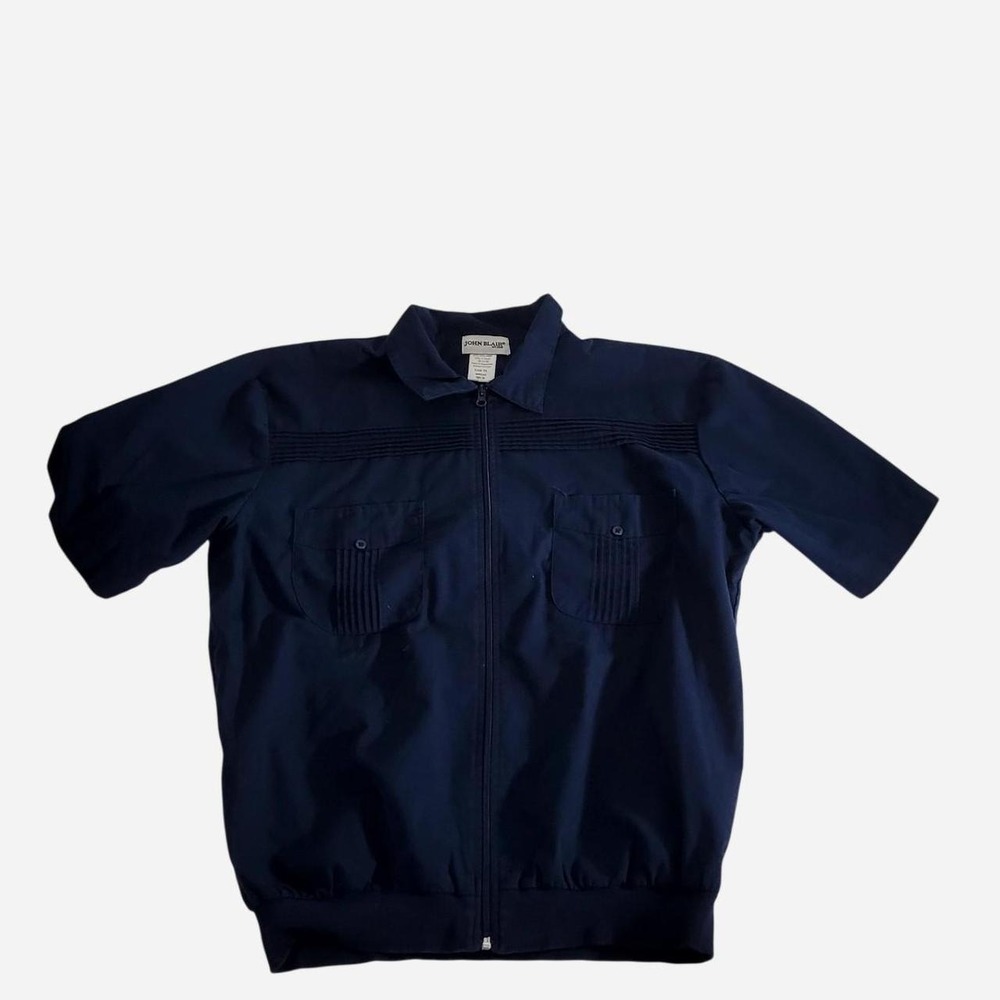 Navy blue John Blair zip up jacket Size L Tall Michael Myers Halloween Shirt